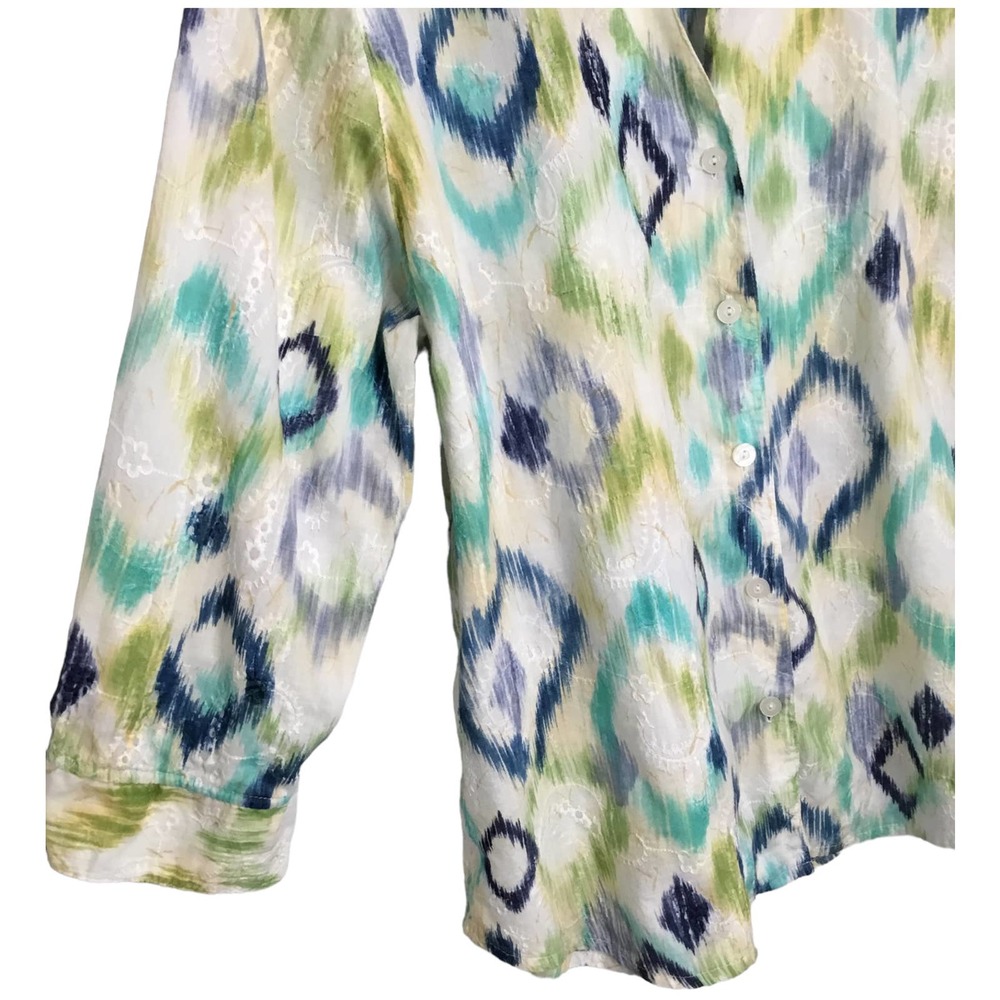 Alfred Dunner Vintage Abstract 3/4 Sleeve Button Down Shoulder Pads 18 Plus - Picture 5 of 9